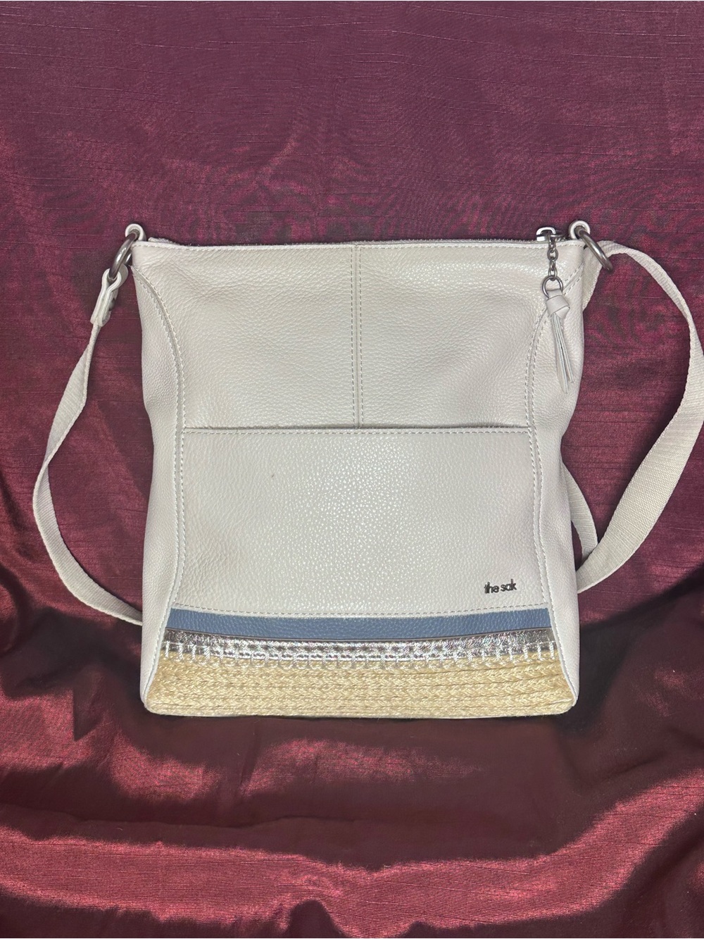✨ The Sak Lucia Crossbody Boho Bag Cream/Blue/Silver 🌊👜